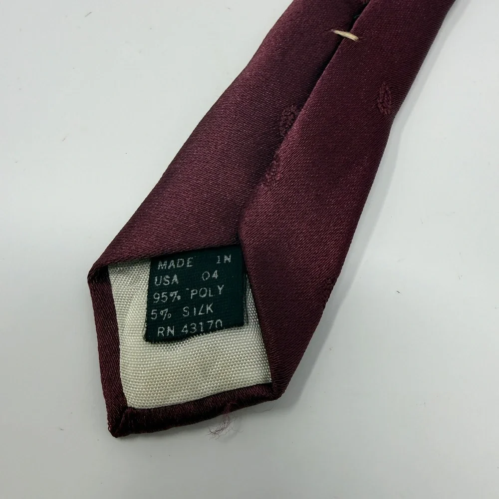 Sears Mens Store Burgundy Jacquard Crest Silk Blend Vintage Necktie Retro USA